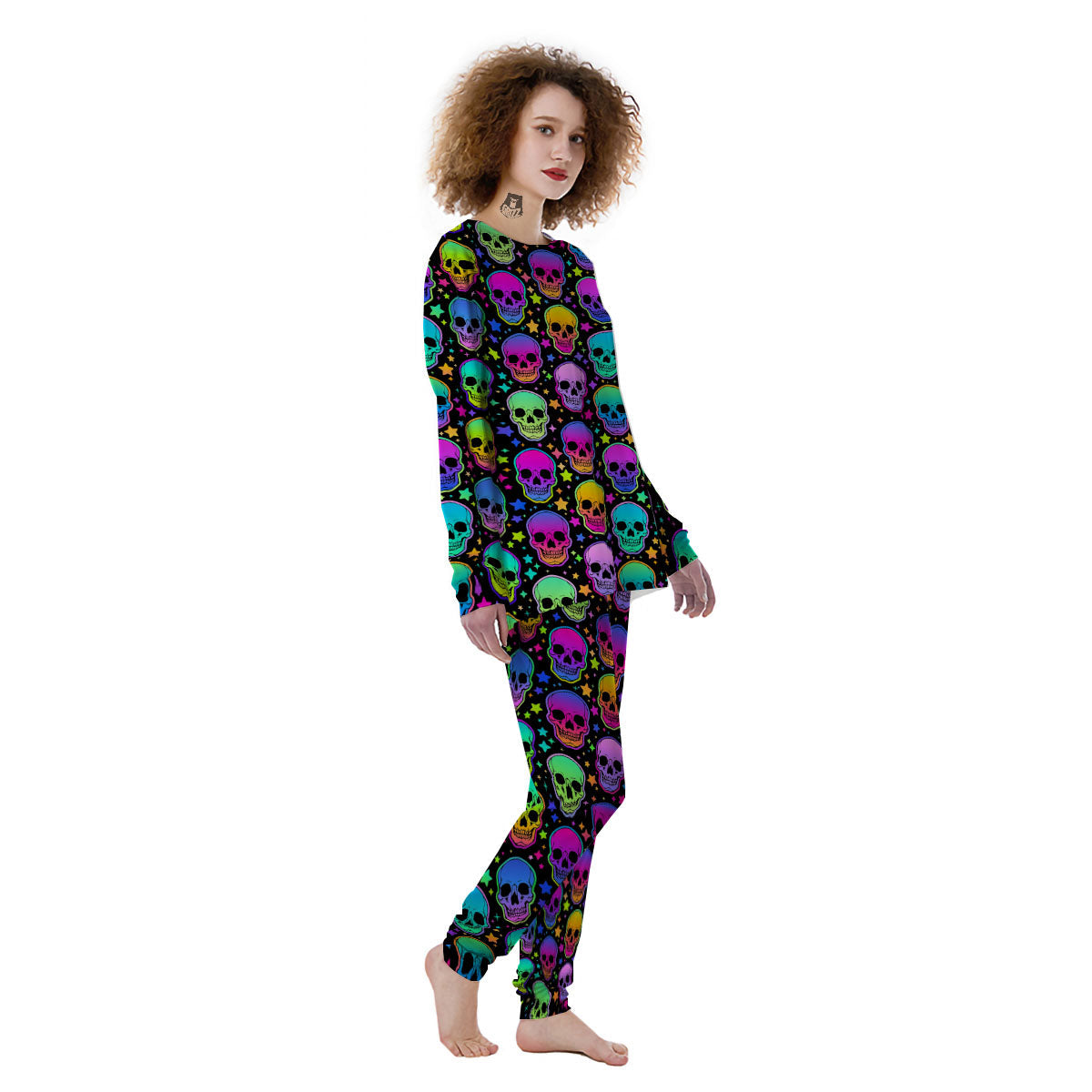 Skull Psychedelic Print Pattern Women's Pajamas-grizzshop