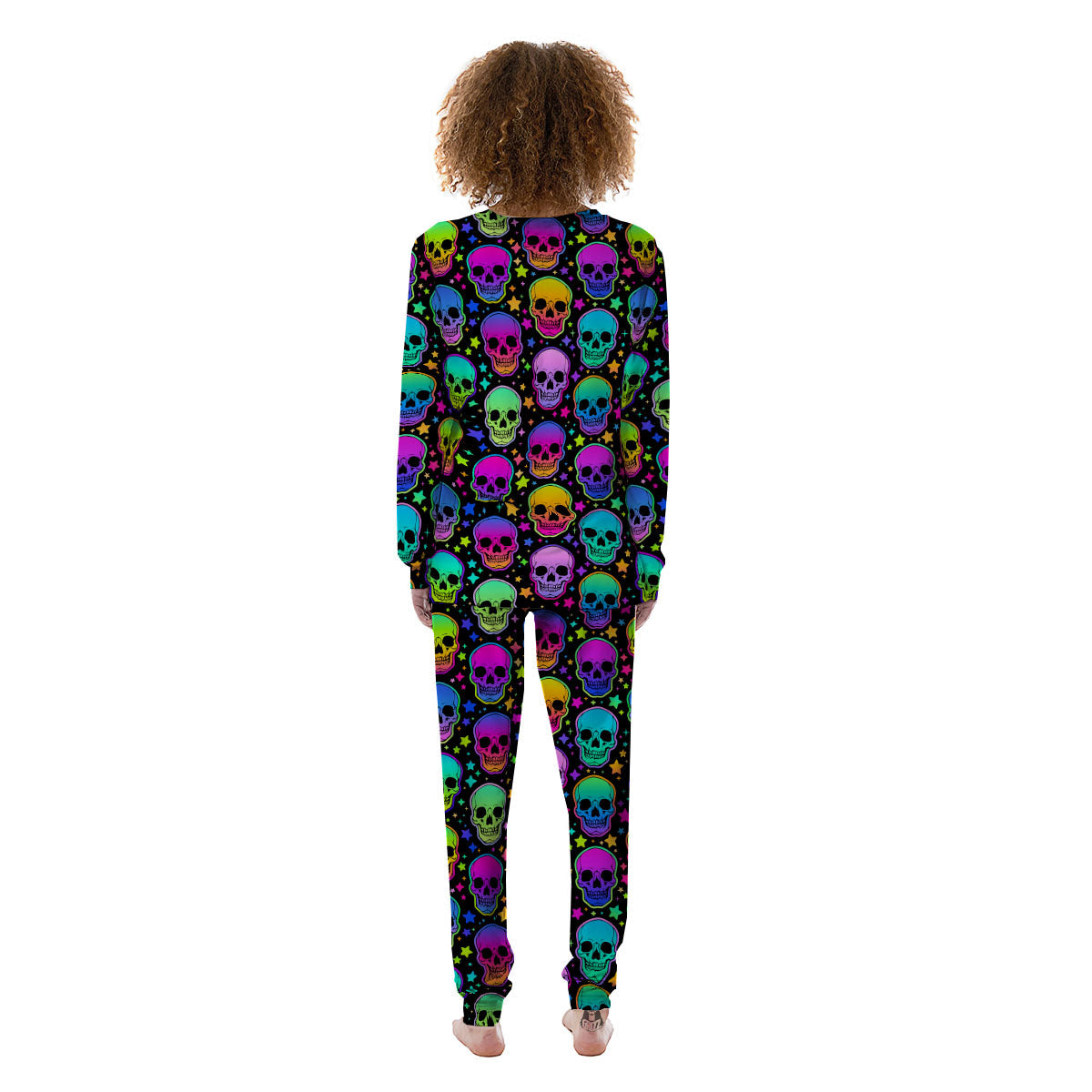 Skull Psychedelic Print Pattern Women's Pajamas-grizzshop