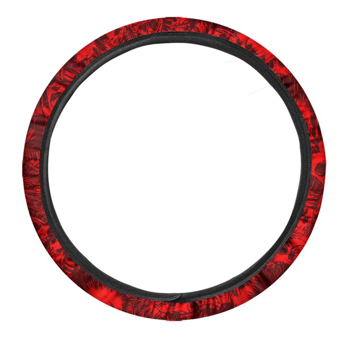 Skull Punk Red Print Pattern Car Steering Wheel Cover-grizzshop