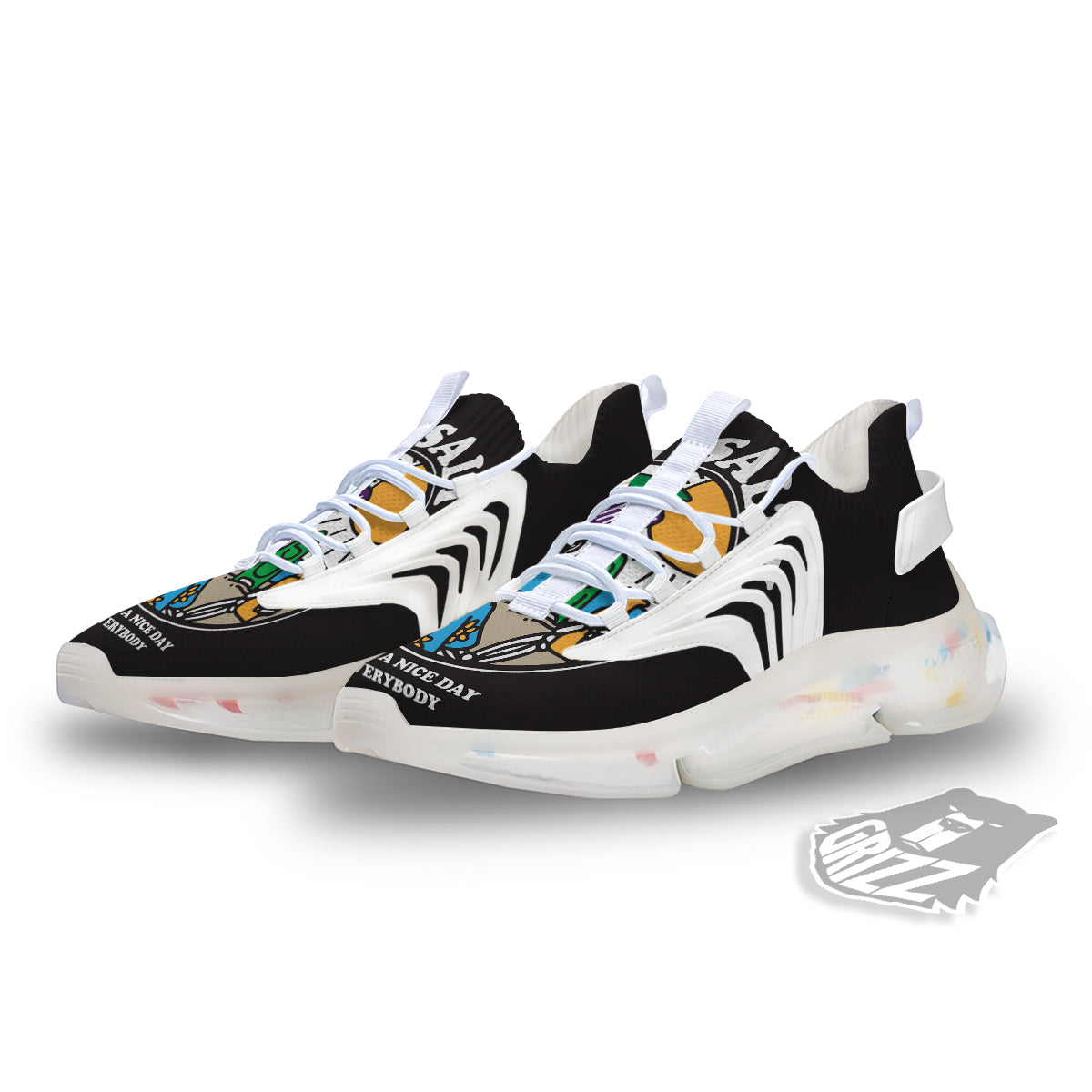 Skull Relax On Beach Print White Gym Shoes-grizzshop