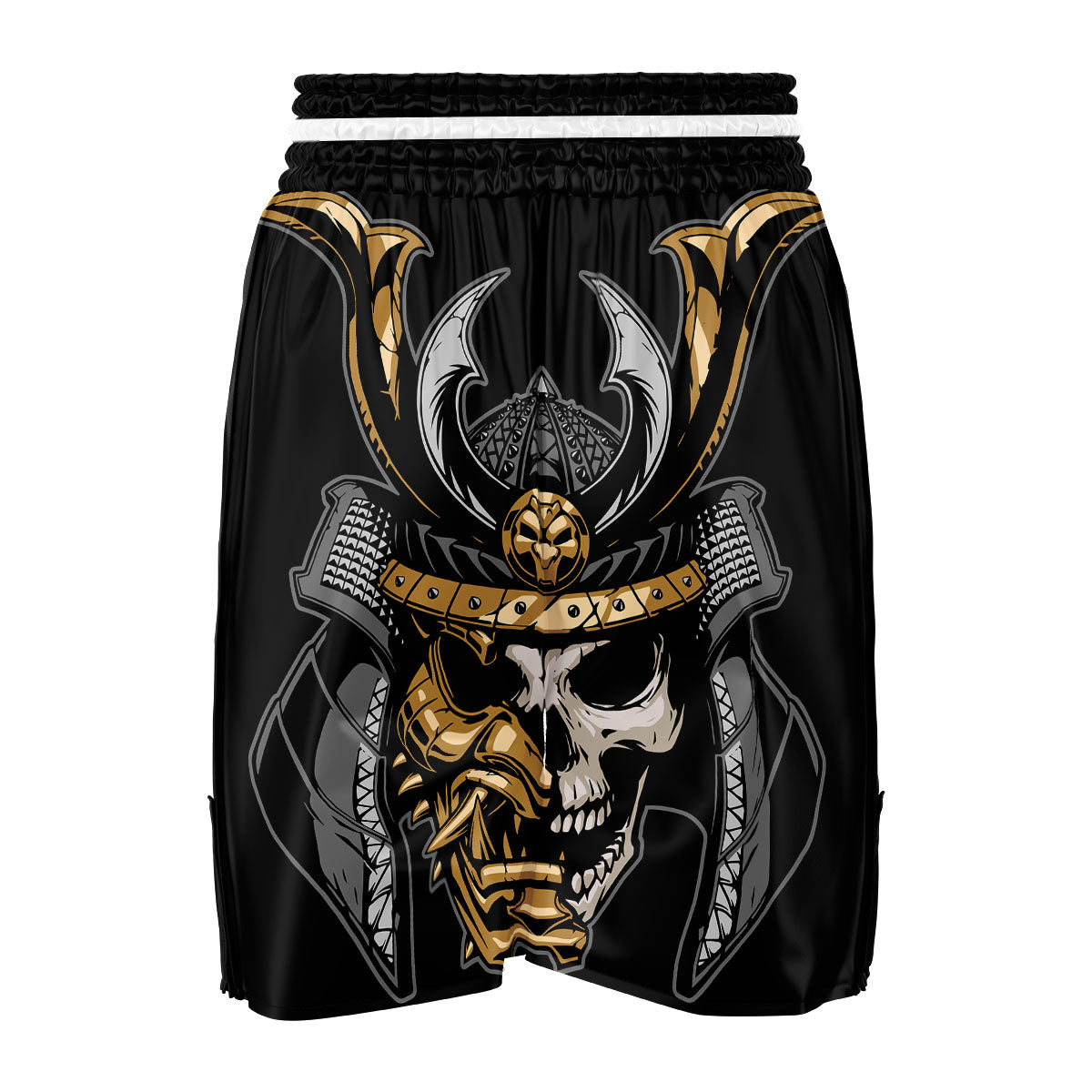 Skull Samurai Warrior Print Boxing Shorts-grizzshop