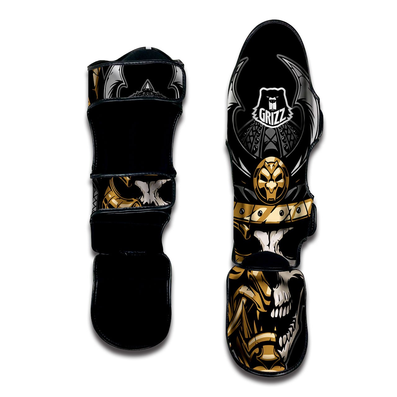 Skull Samurai Warrior Print Muay Thai Shin Guards-grizzshop