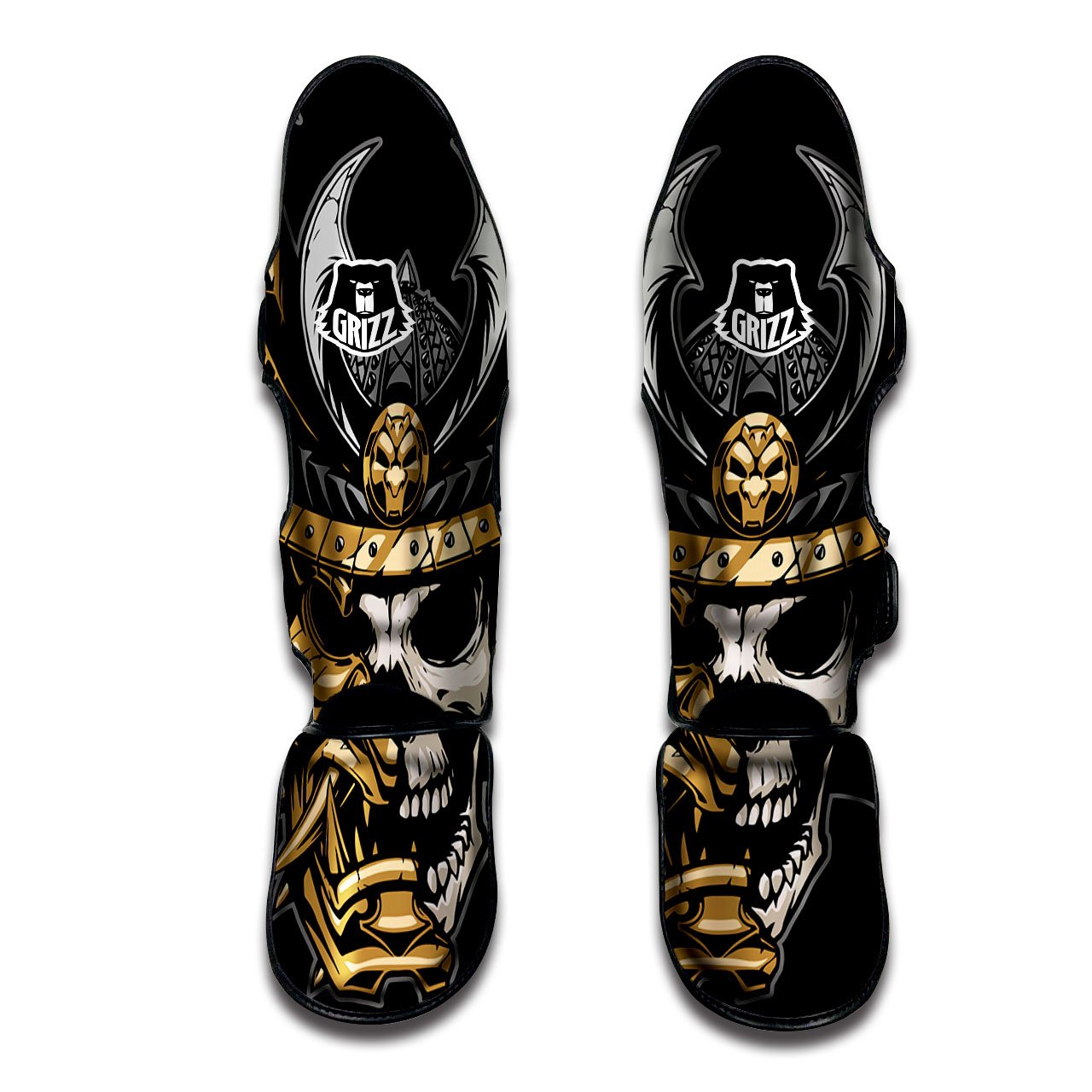 Skull Samurai Warrior Print Muay Thai Shin Guards-grizzshop