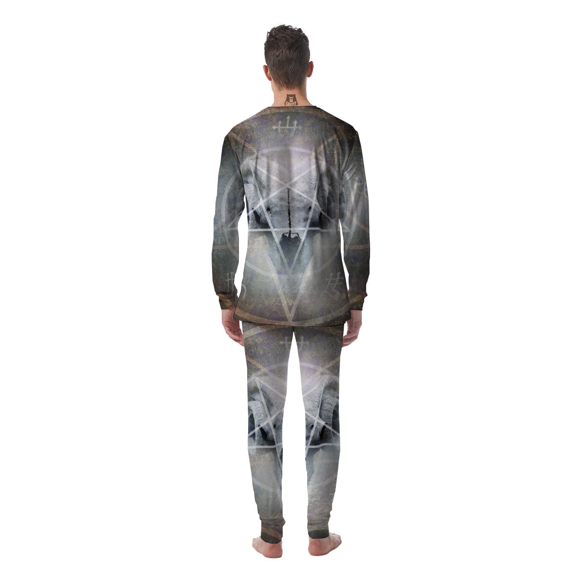 Skull Satanic Pentagram Print Men's Pajamas-grizzshop