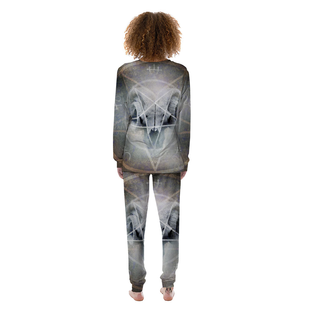 Skull Satanic Pentagram Print Women's Pajamas-grizzshop