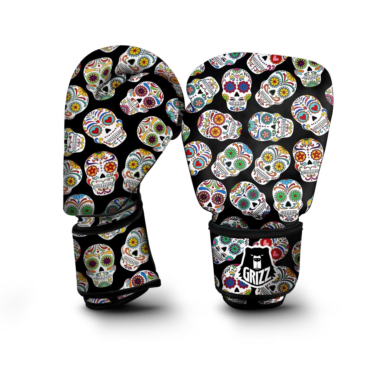 Skull Sugar Print Pattern Boxing Gloves-grizzshop