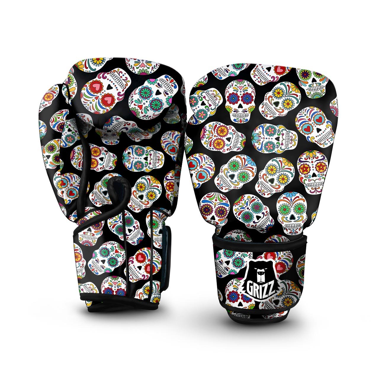 Skull Sugar Print Pattern Boxing Gloves-grizzshop