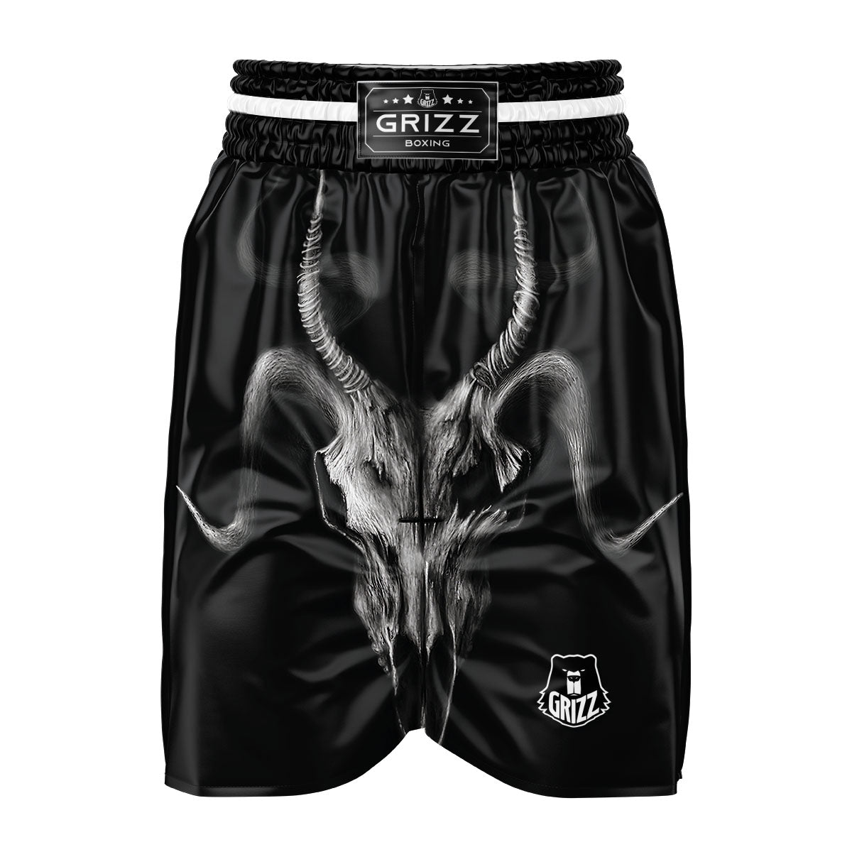 Skull Symbol Satan Goat Print Boxing Shorts-grizzshop