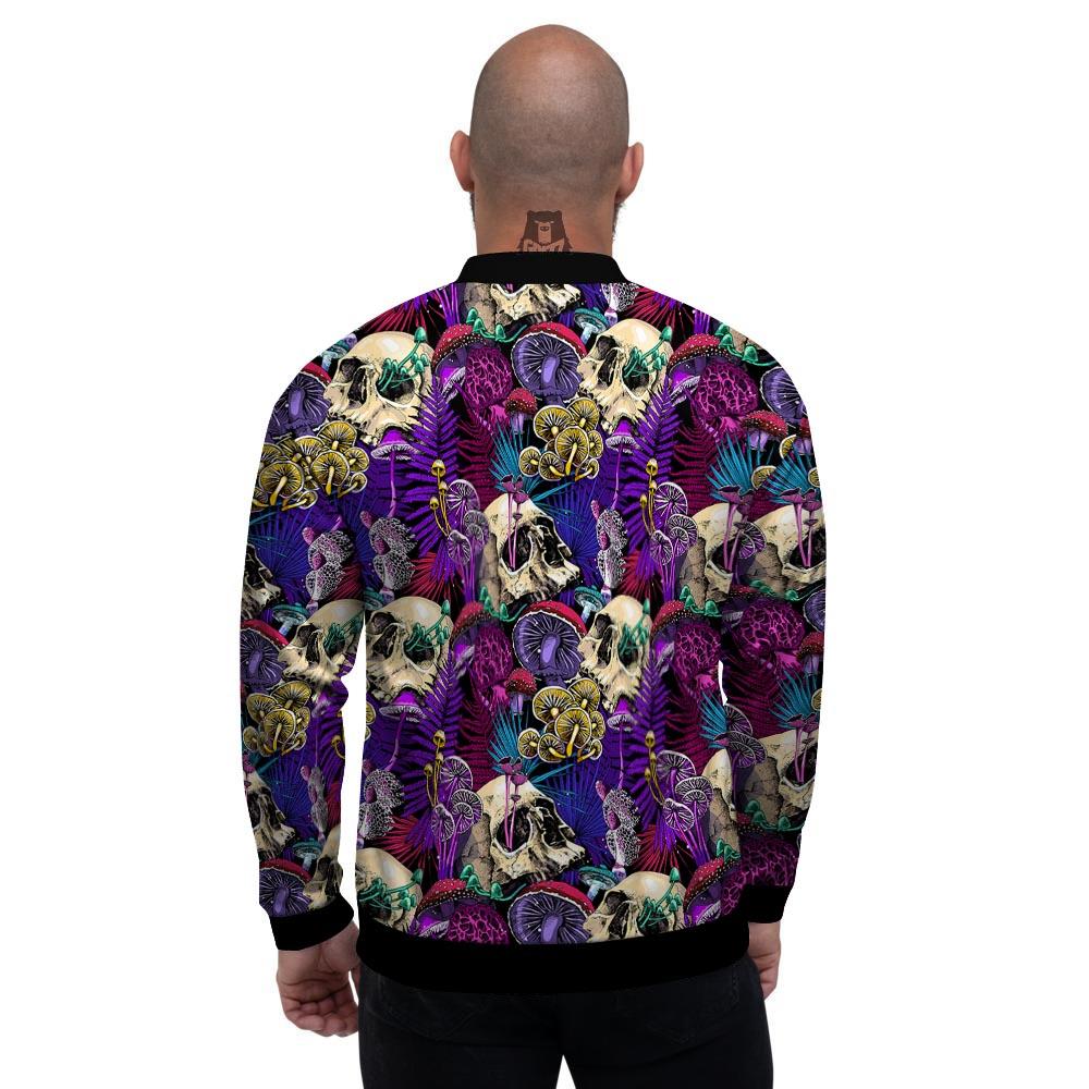 Skull Trippy Print Pattern Men's Bomber Jacket-grizzshop