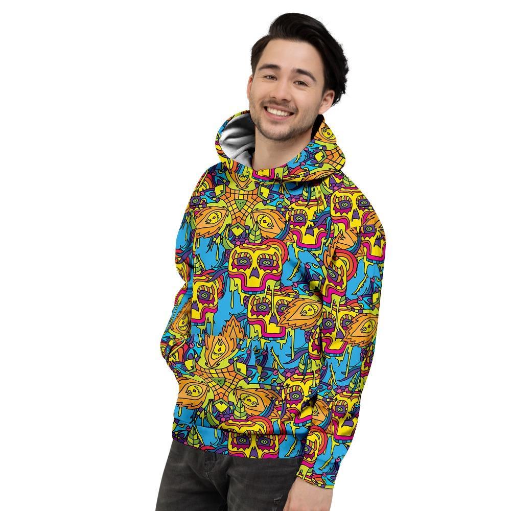 Skull Trippy Psychedelic Men's Hoodie-grizzshop