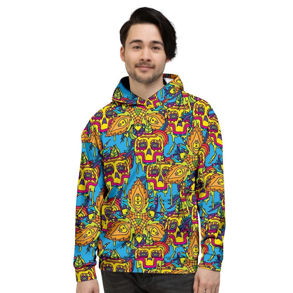 Skull Trippy Psychedelic Men's Hoodie-grizzshop