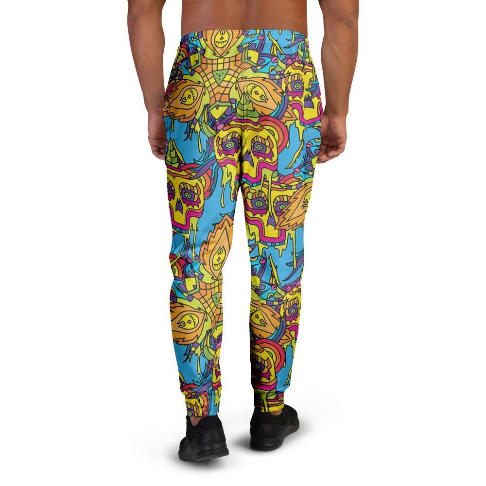 Skull Trippy Psychedelic Men's Joggers-grizzshop