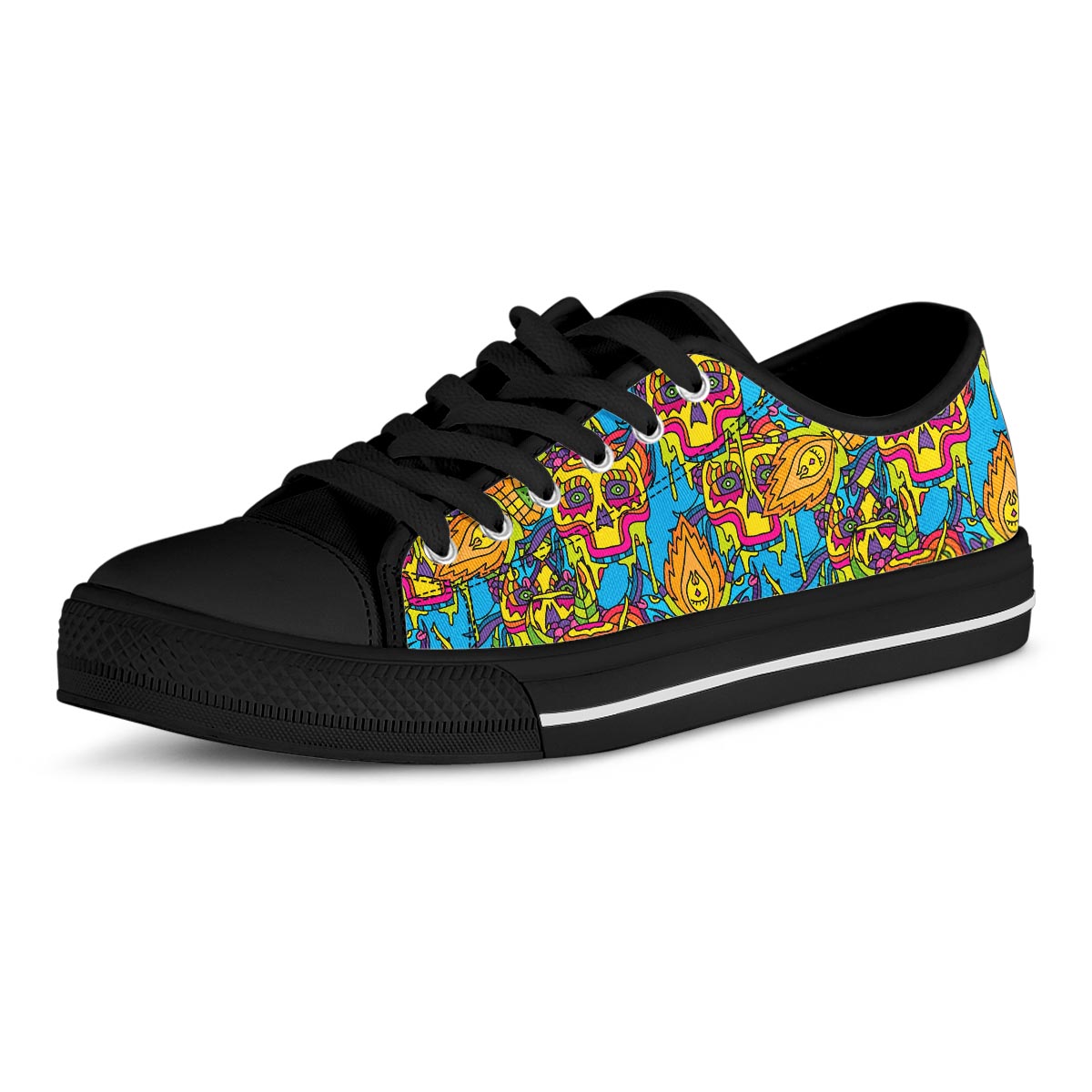 Skull Trippy Psychedelic Men's Low Top Shoes-grizzshop