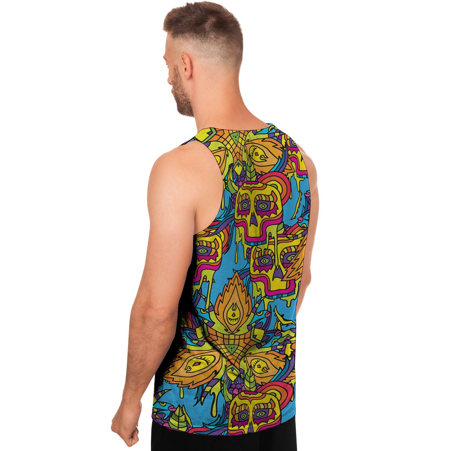 Skull Trippy Psychedelic Men's Tank Tops-grizzshop