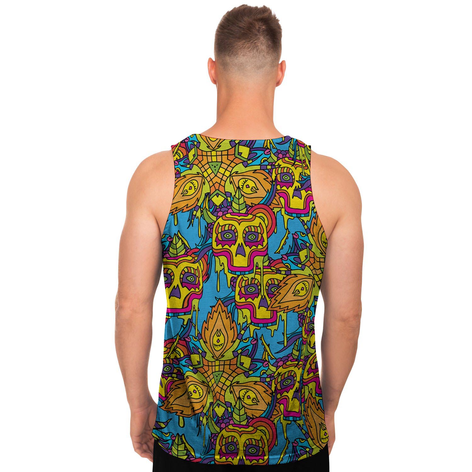 Skull Trippy Psychedelic Men's Tank Tops-grizzshop