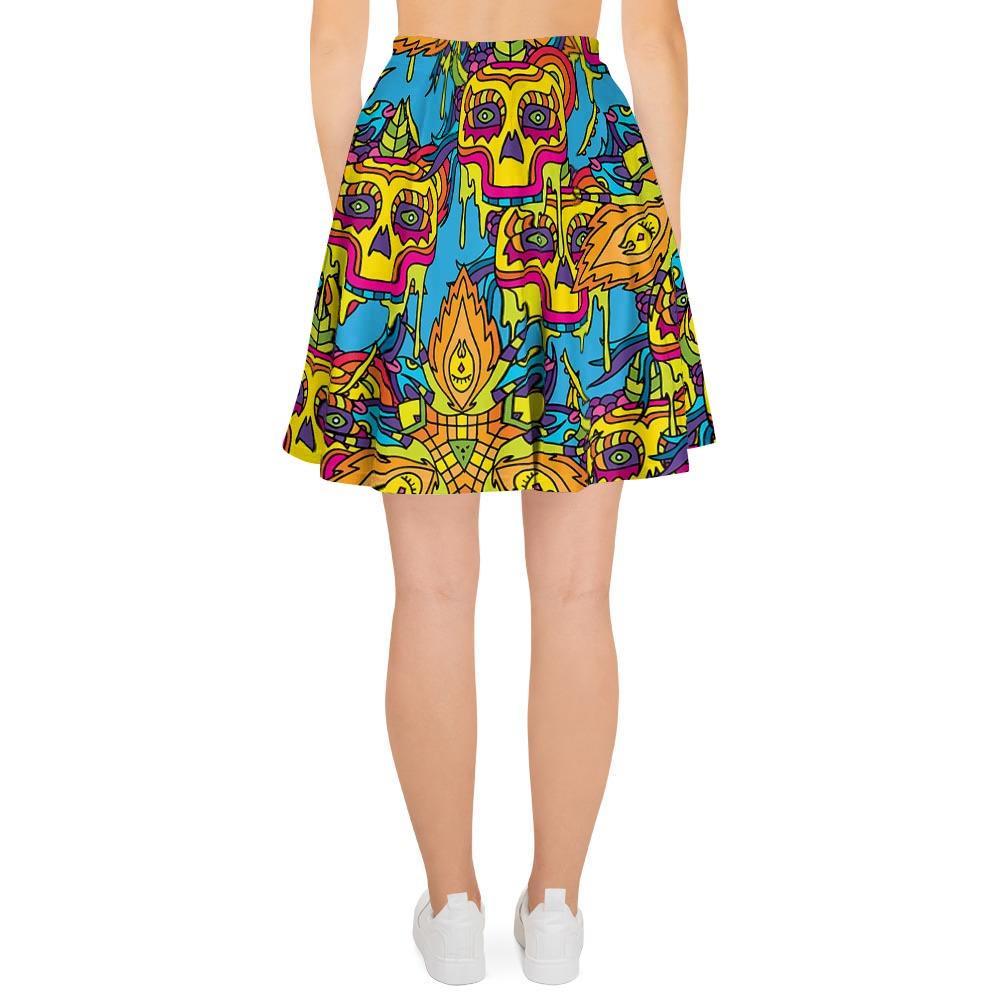Skull Trippy Psychedelic Women's Skirt-grizzshop