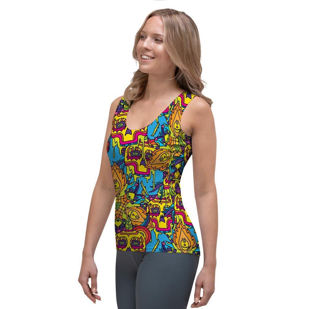 Skull Trippy Psychedelic Women's Tank Top-grizzshop