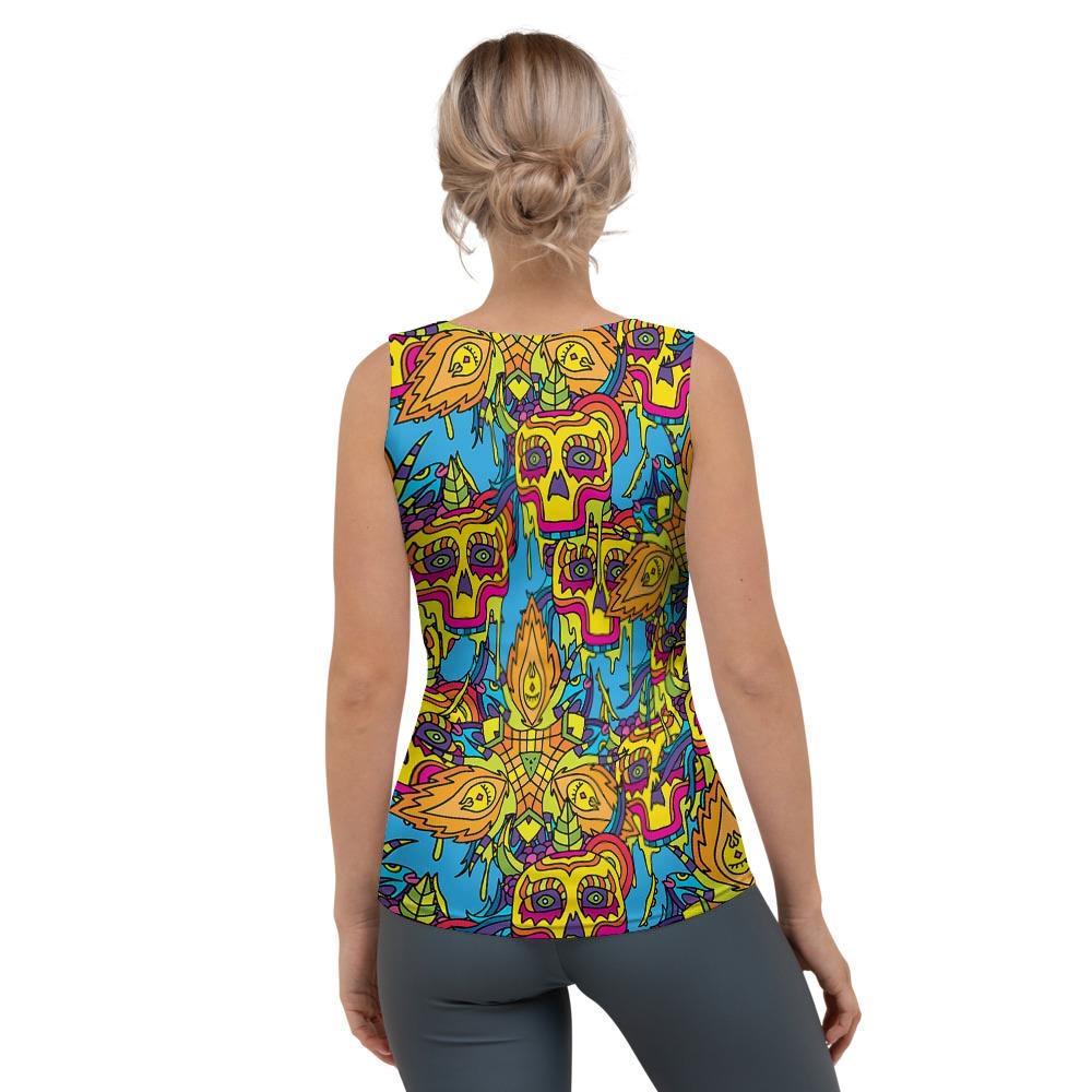 Skull Trippy Psychedelic Women's Tank Top-grizzshop