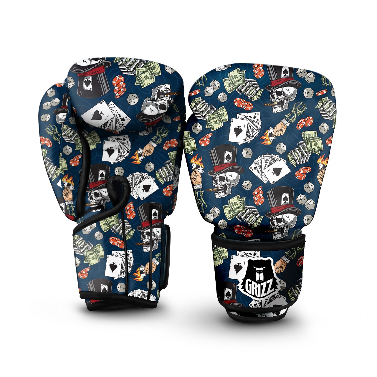 Skull Vintage Print Pattern Boxing Gloves-grizzshop