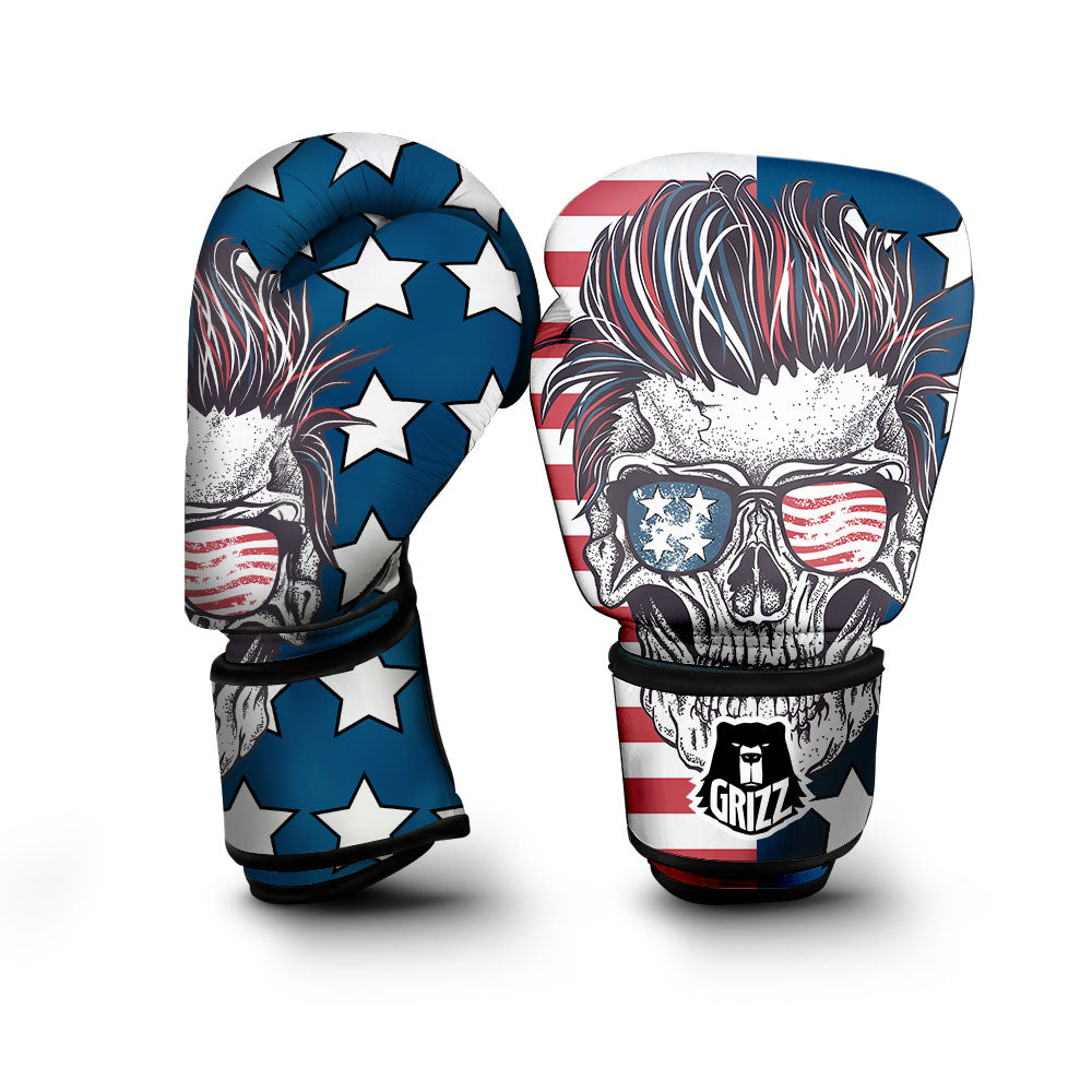 Skull With Sunglasses American Print Boxing Gloves-grizzshop