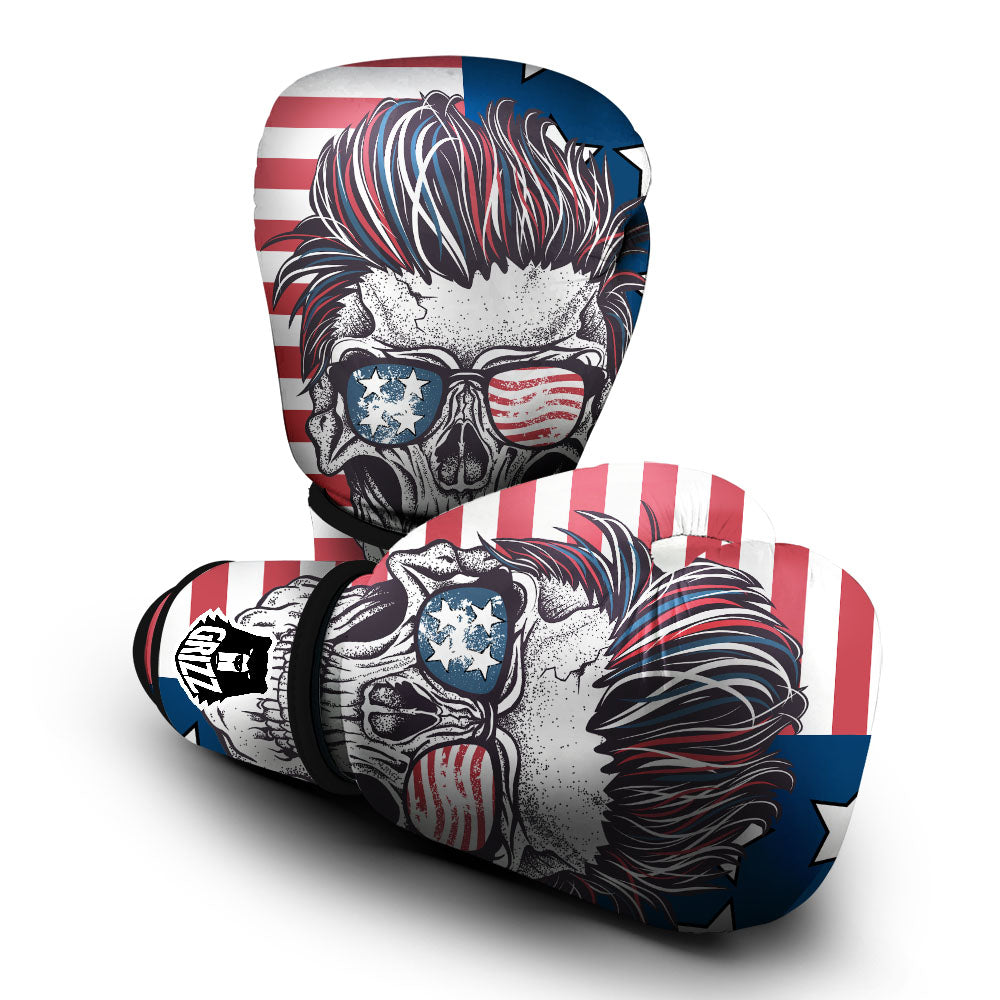 Skull With Sunglasses American Print Boxing Gloves-grizzshop