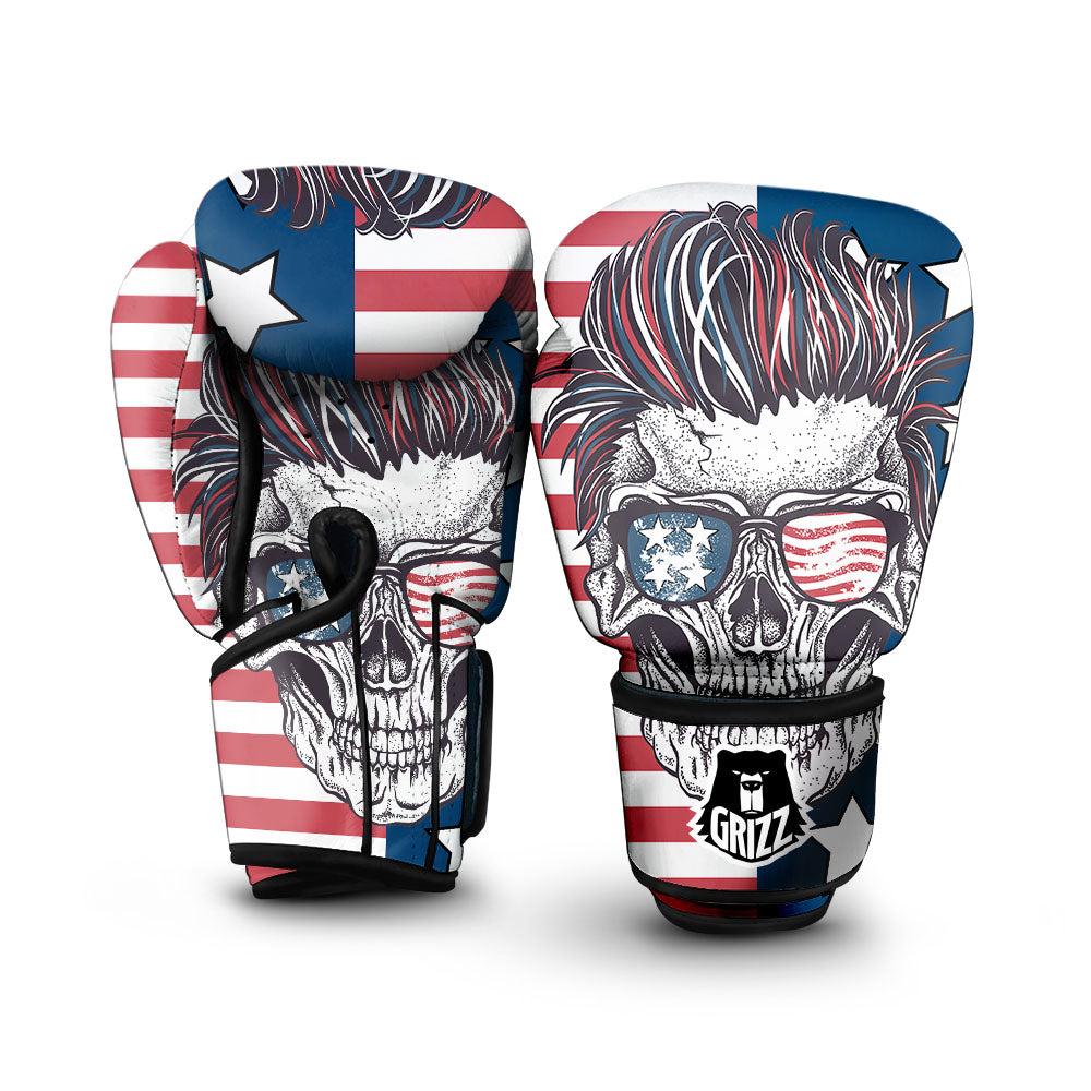 Skull With Sunglasses American Print Boxing Gloves-grizzshop
