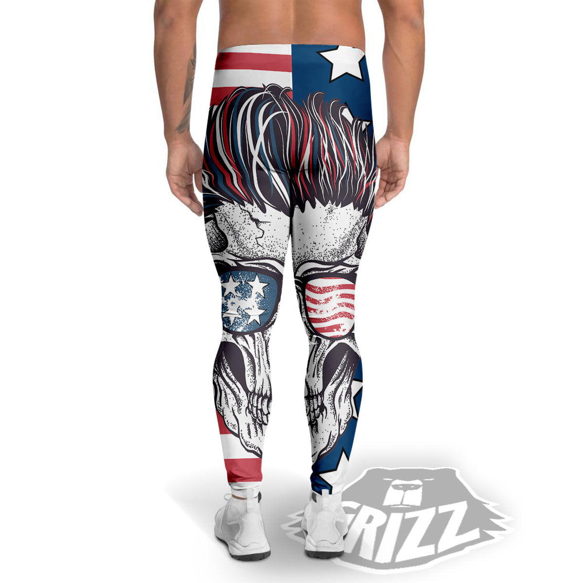 Skull With Sunglasses American Print Men's Leggings-grizzshop