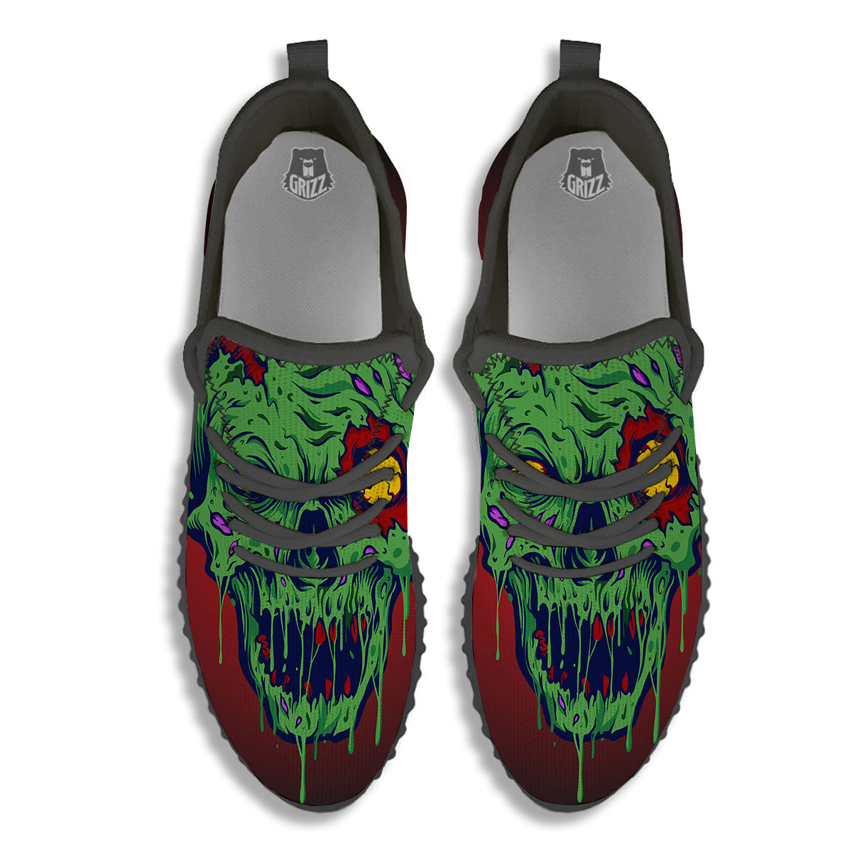 Skull Zombie Scary Horror Print Black Walking Shoes-grizzshop