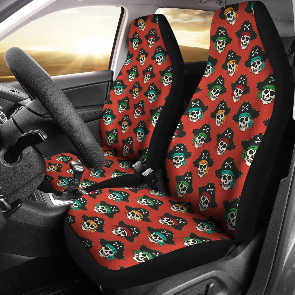 Skull Pirate Print Pattern Universal Fit Car Seat Covers-grizzshop