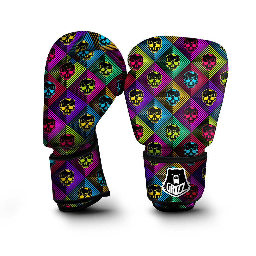 Skulls Hard Rock Colorful Print Pattern Boxing Gloves-grizzshop