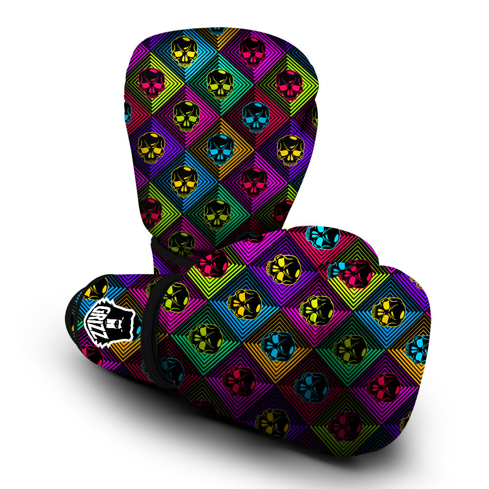 Skulls Hard Rock Colorful Print Pattern Boxing Gloves-grizzshop
