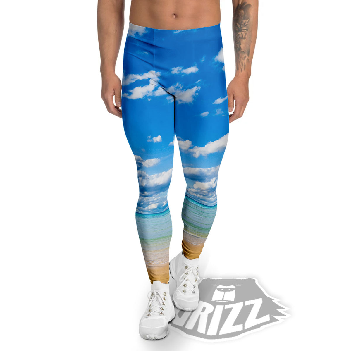 Sky And Sea Print Men's Leggings-grizzshop
