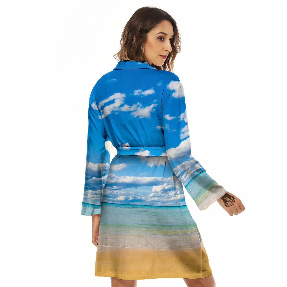 Sky And Sea Print Women's Robe-grizzshop