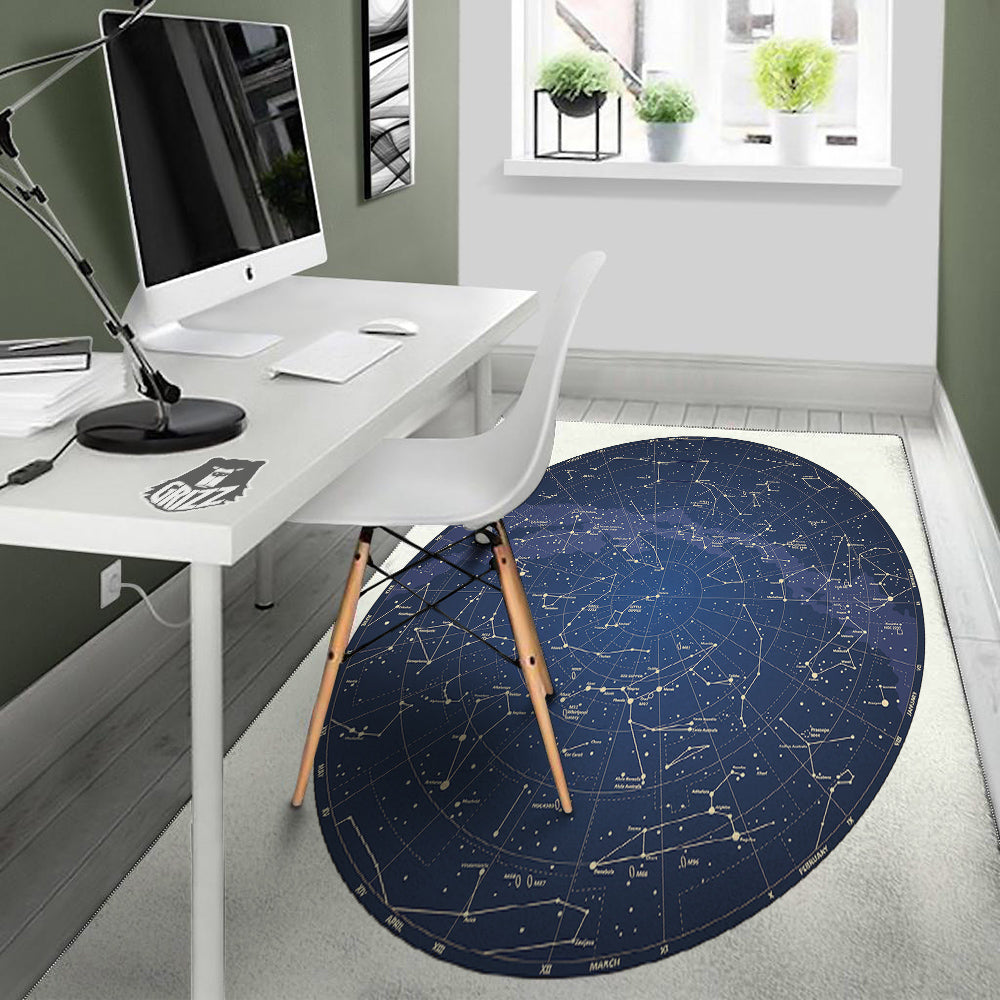 Sky Map Constellation Print Floor Mat-grizzshop