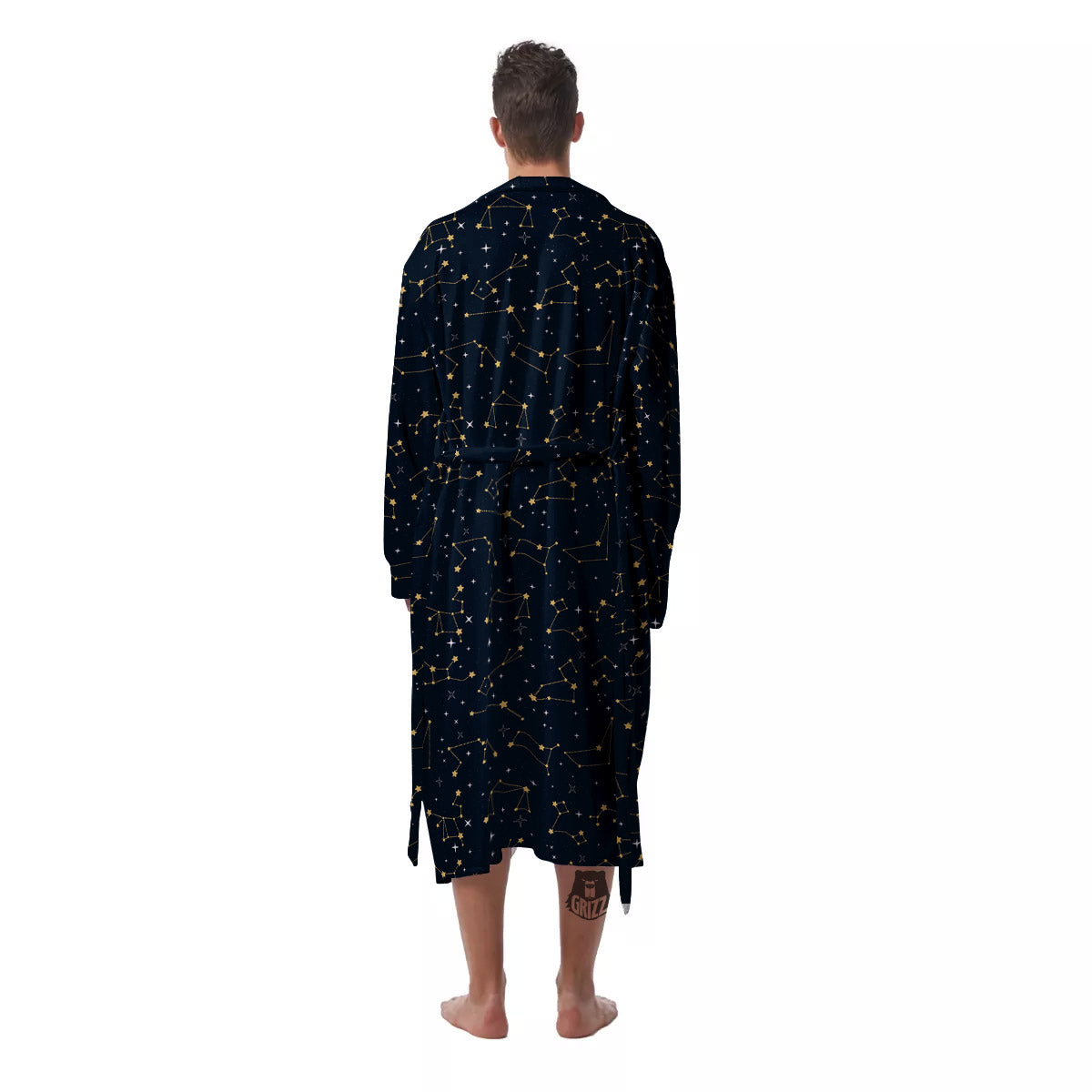 Sky Map Constellation Print Pattern Men's Robe-grizzshop