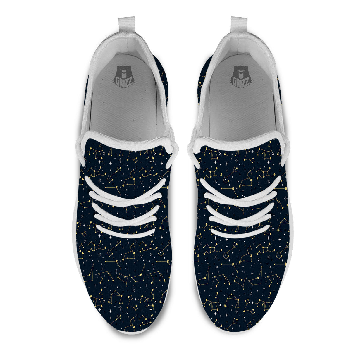 Sky Map Constellation Print Pattern White Athletic Shoes-grizzshop