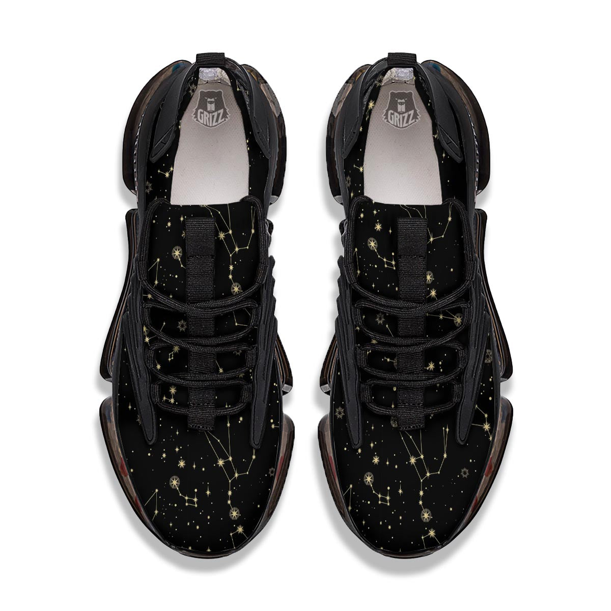 Sky Star Print Pattern Black Gym Shoes-grizzshop