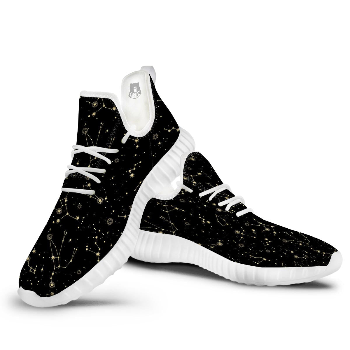 Sky Star Print Pattern White Walking Shoes-grizzshop