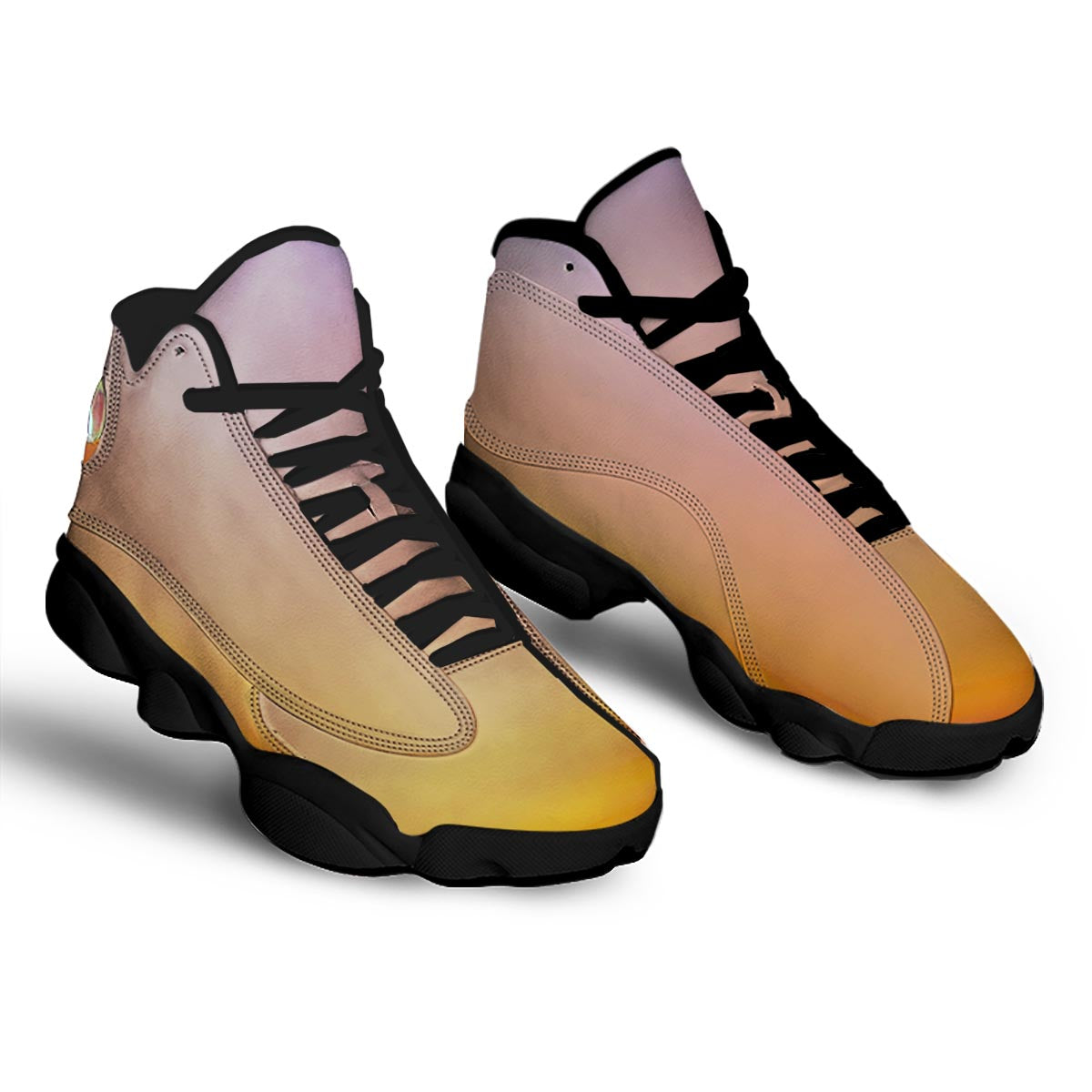 Sky Sunrise Print Black Basketball Shoes-grizzshop
