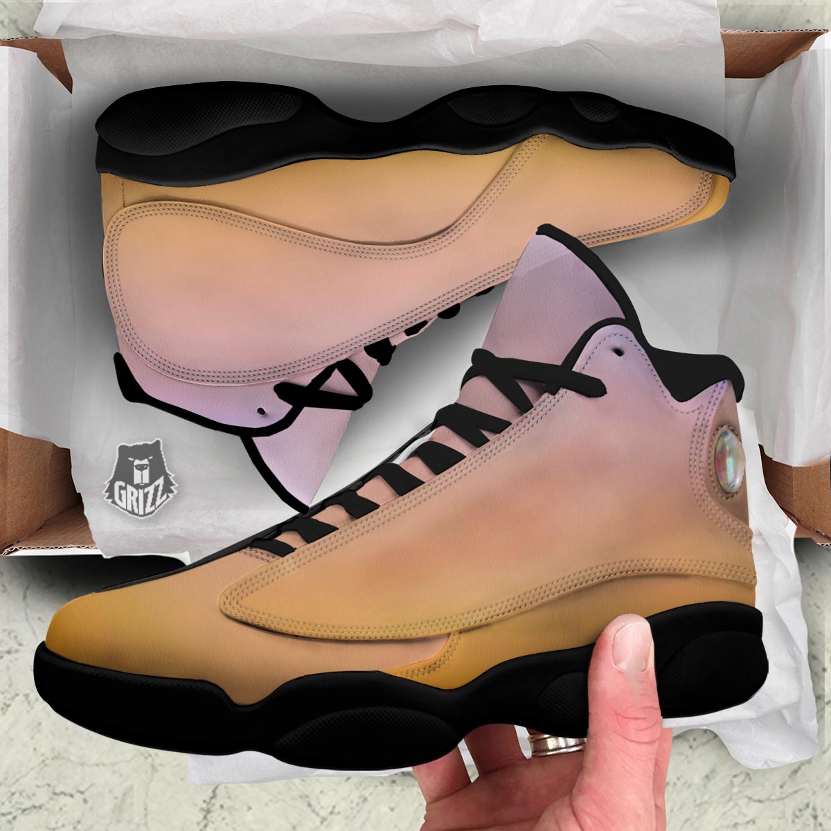 Sky Sunrise Print Black Basketball Shoes-grizzshop