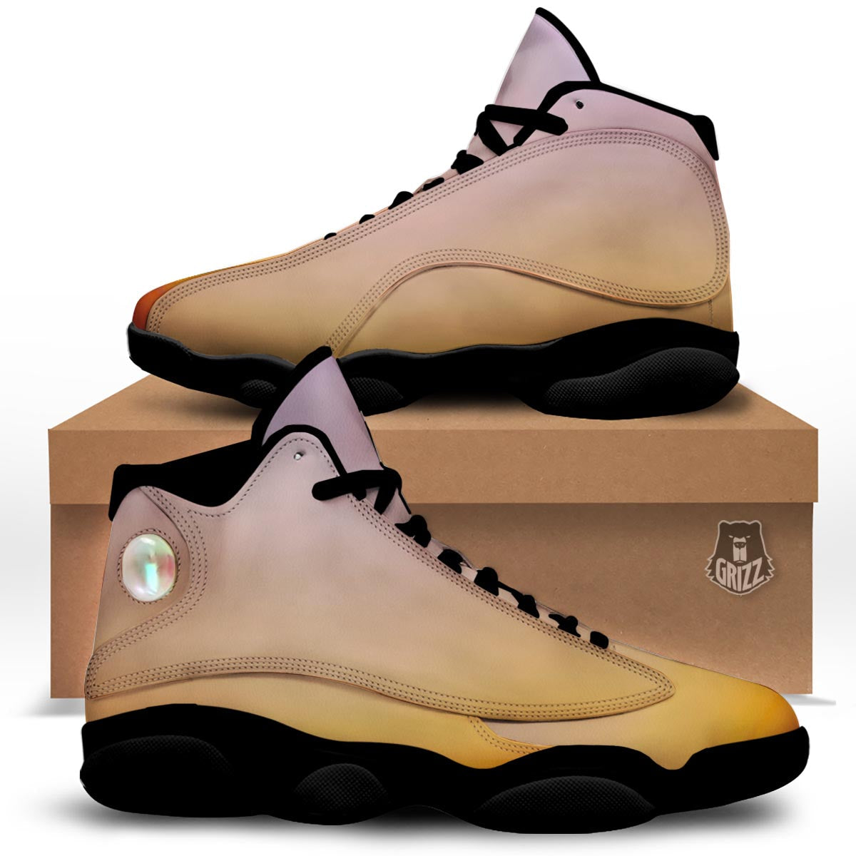 Sky Sunrise Print Black Basketball Shoes-grizzshop