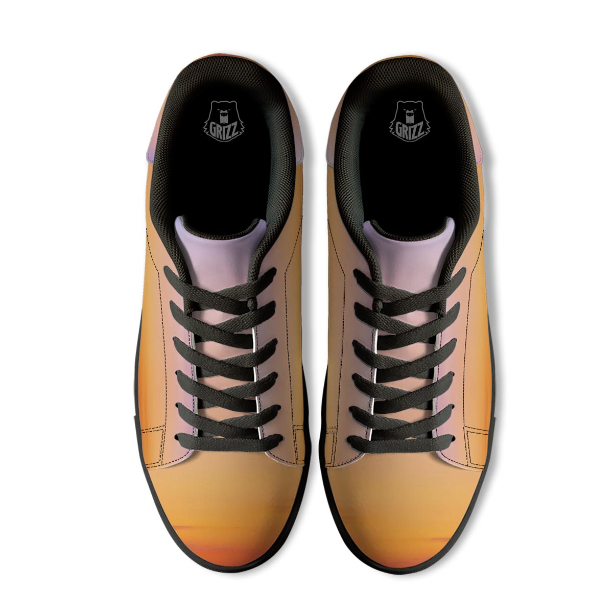 Sky Sunrise Print Black Low Top Sneakers-grizzshop