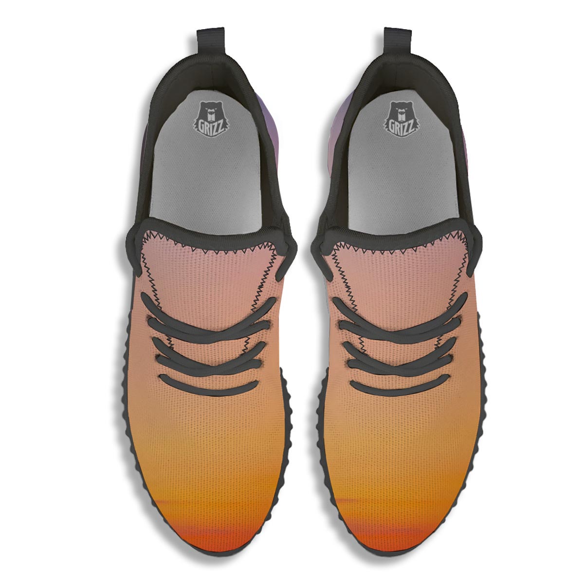 Sky Sunrise Print Black Walking Shoes-grizzshop
