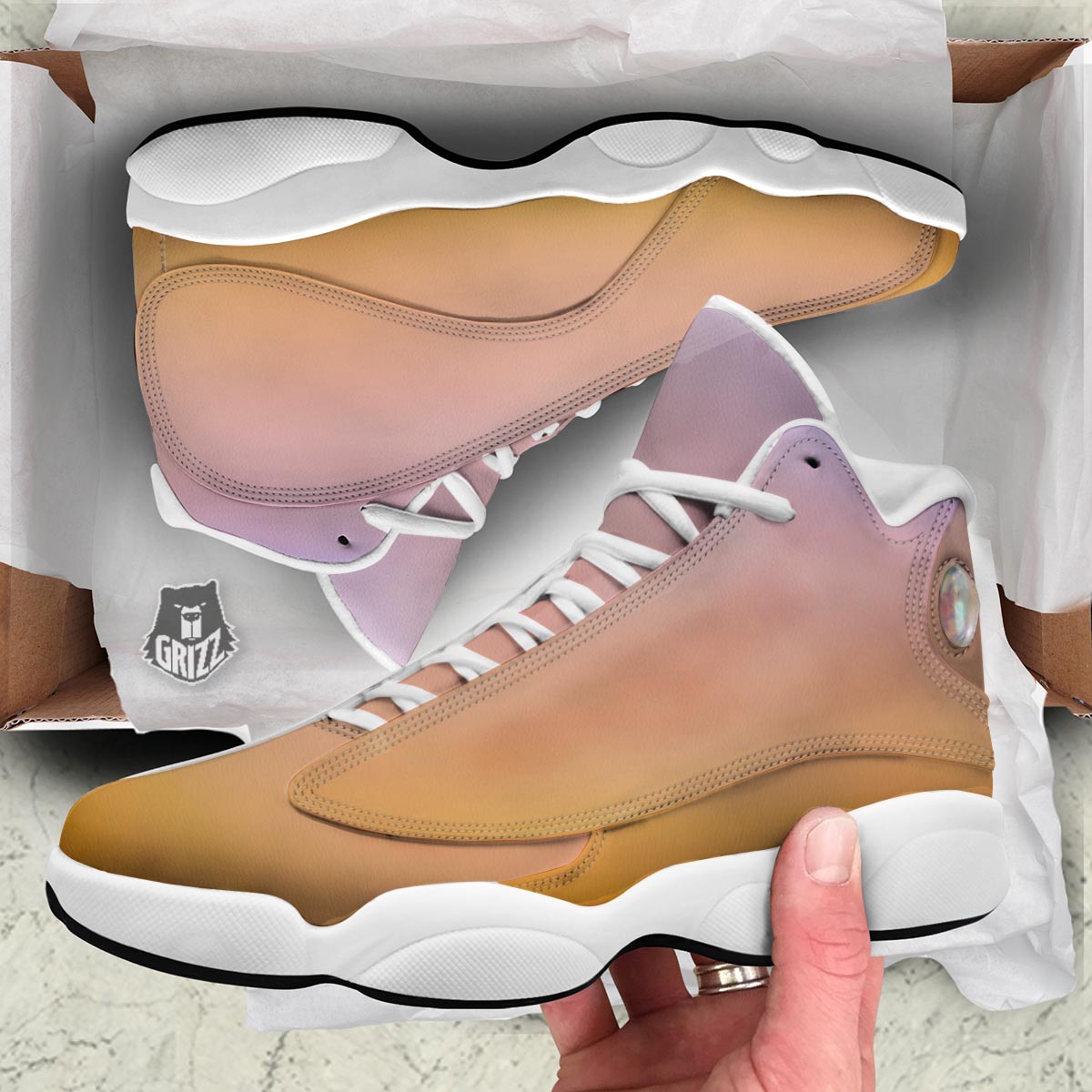 Sky Sunrise Print White Basketball Shoes-grizzshop