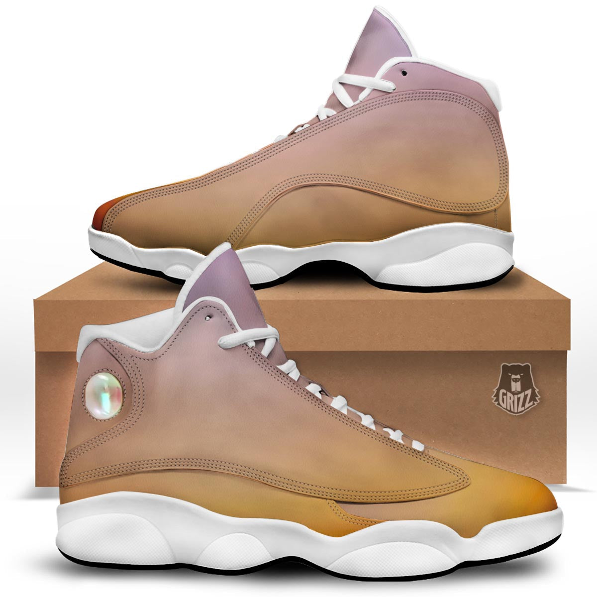 Sky Sunrise Print White Basketball Shoes-grizzshop