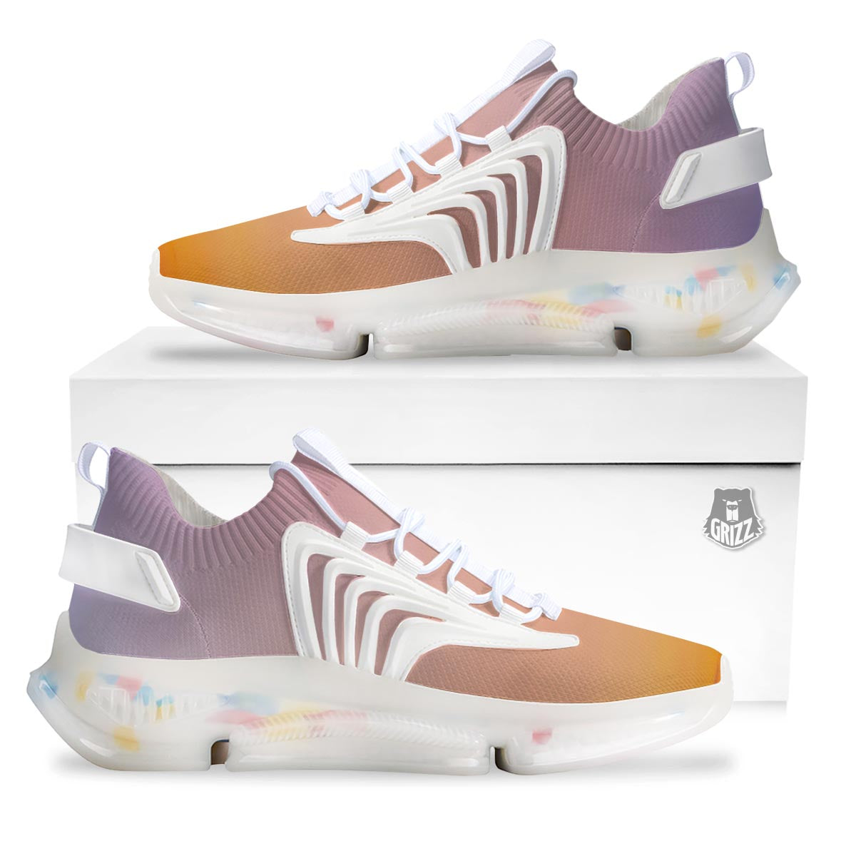 Sky Sunrise Print White Gym Shoes-grizzshop