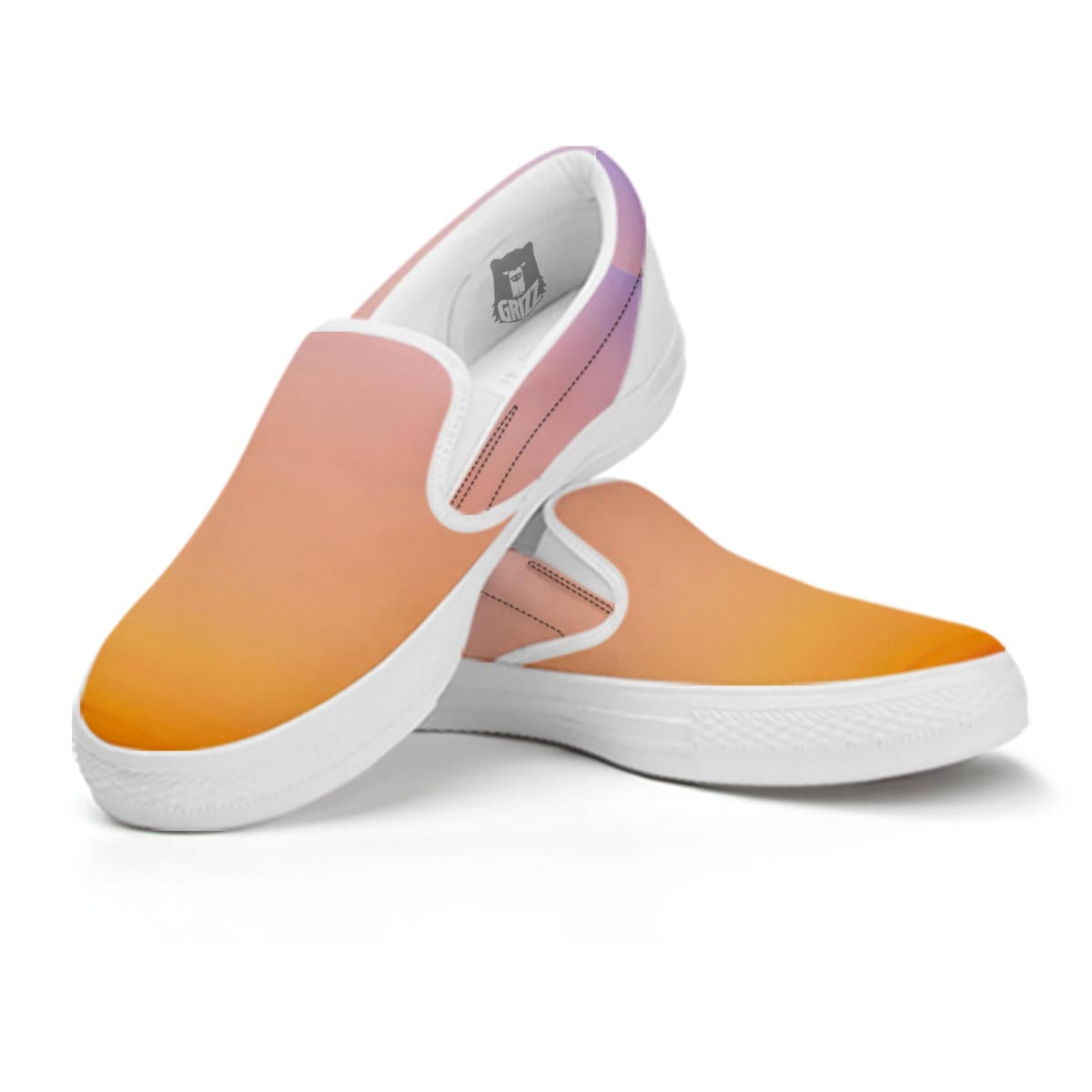 Sky Sunrise Print White Slip On Shoes-grizzshop