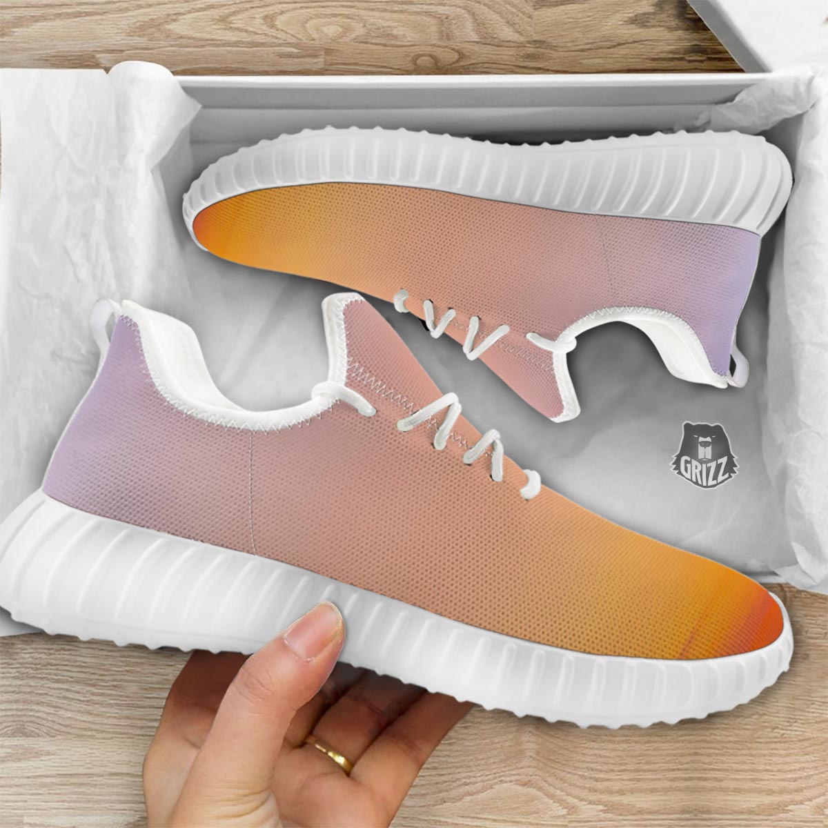 Sky Sunrise Print White Walking Shoes-grizzshop