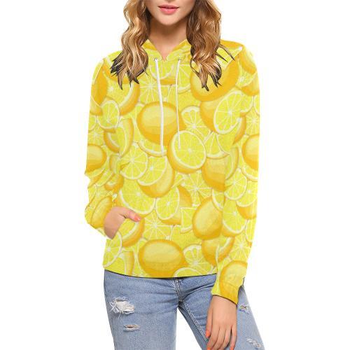 Slice Lemon Pattern Print Women Pullover Hoodie-grizzshop