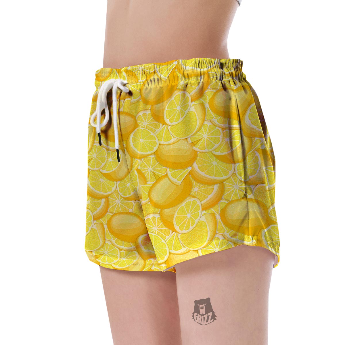 Slice Lemon Pattern Print Women's Shorts-grizzshop
